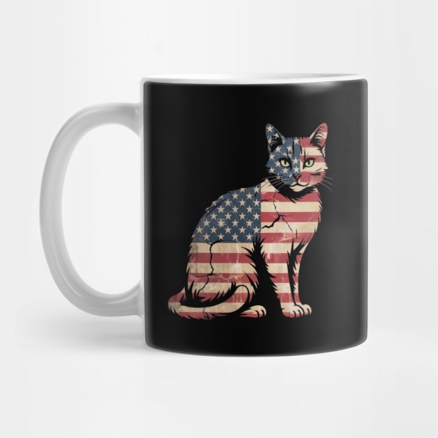 Patriotic Cat 4th of July American Flag by Creatifly Graphic Tees